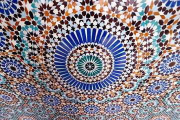 The Great Paris Mosque.  Islamic mosaics decoration.  France.