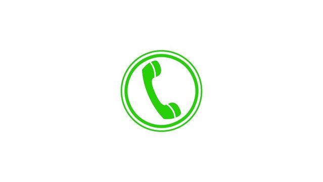 Abstract green color phone calling icon signal animation white background