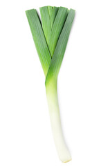 leek on white isolated background, top view