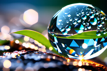 blue glass ball Generative AI