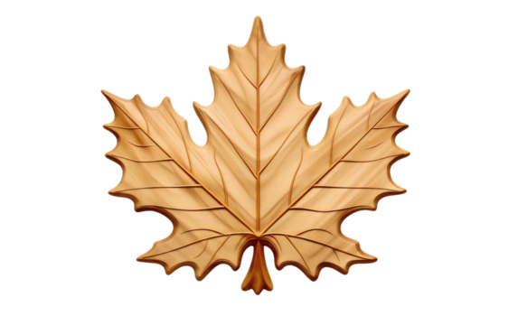 Chinar Craft Handmade Wooden Leaf On White or PNG Transparent Background.