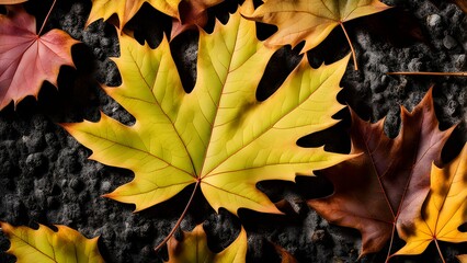 Beauty of autumn with a macro photograph of fallen leaves.