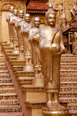 Mongkol Serei Kien Khleang Pagoda.   Offerings to the Sangha. Alms from monks. Phnom Penh; Cambodia.