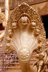 Mongkol Serei Kien Khleang Pagoda. Seven headed Naga snake guardian.  Phnom Penh; Cambodia.
