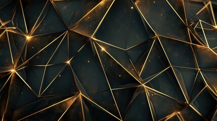 Luxurious abstract design with gold lines against a black backdrop, AI Generated.