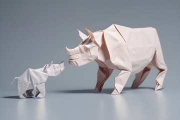 Baby Rhino and it's Mom Origami