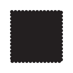 square scalloped frames. Scalloped edge rectangle and ellipse shapes. Simple label and sticker form. Flower silhouette lace frame. Vector illustration isolated on white background.