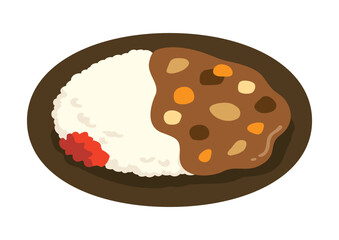 A simple and cute illustration of delicious-looking curry and rice　シンプルでかわいい美味しそうなカレーライス - obrazy, fototapety, plakaty