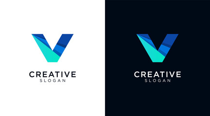 Letter V logo design for various types of businesses and company. colorful, modern, geometric letter V logo