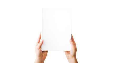 person holding blank paper isolated on transparent background Remove png, Clipping Path, pen tool - obrazy, fototapety, plakaty