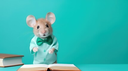 mouse with a book