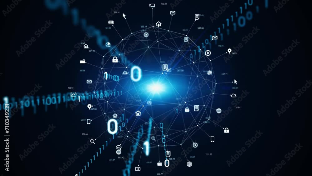 Poster communication network and digital technology concept.