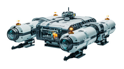 Dive into the Underwater Drone Station, on the transparent background. PNG Format