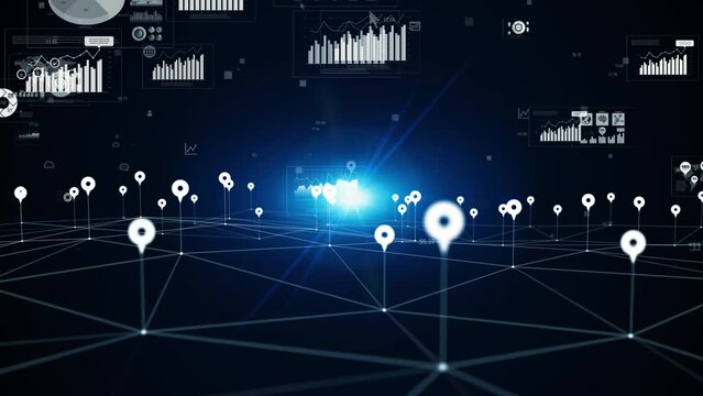Communication network and digital technology concept.
