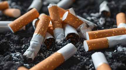 cigarette in ashtray, Quit smoking concept. World no tobacco day