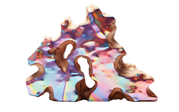 Opal Puzzle Display A Mesmerizing Showcase on Multicolored Wooden Canvas On White or PNG Transparent Background.