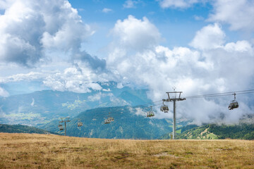 Fototapeta na wymiar Sessellft on the Gerlitzen, Gerlitzen Alpe, Nockberge, Gurktaler Alps, Carinthia, Austria