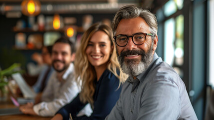 A group of business people in the office.