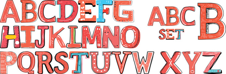 Typography cartoon letters alphabet Set B - obrazy, fototapety, plakaty