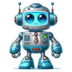 cute ai robot character on transparent background