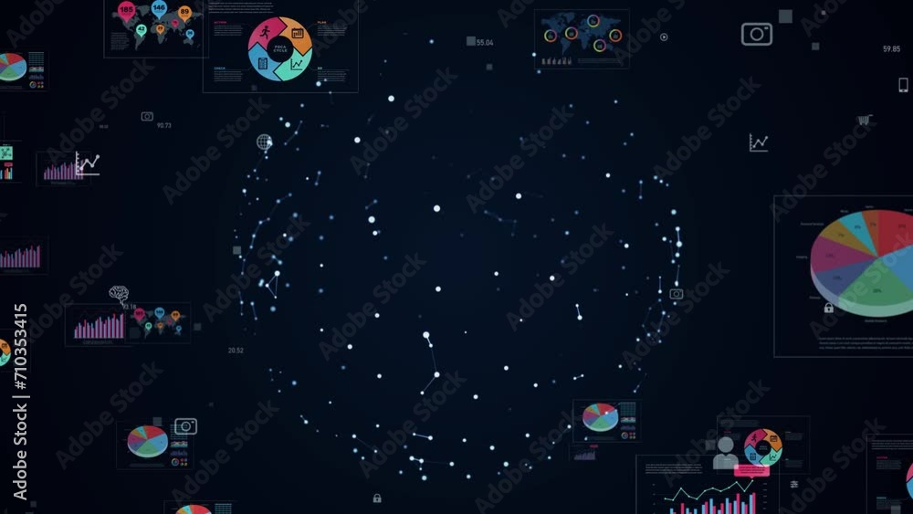 Poster Communication network and statistics data concept.