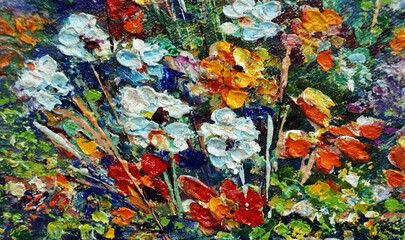 Original oil painting  abstract color  petal  flower
