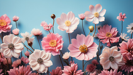 beautiful pink flowers on a colored background