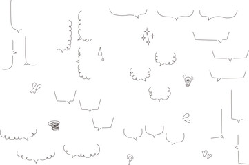 Handwritten speech bubble frame set, simple line style
