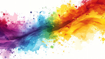 Hand Painted Abstract Background, A Rainbow Colored Paint Splatter