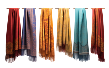 Kashmiri Pashmina Shawl a Luxurious Embrace of Fine Wool On White or PNG Transparent Background.