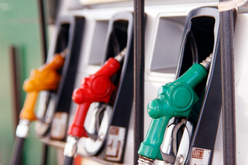 Gas station with petrol, gasoline and  fuel.