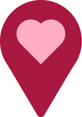 Date place gps pin decorated heart icon vector. Romantic dating location decorated love symbol. Valentine day holiday celebration, digital map navigation marker flat cartoon illustration