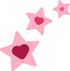 Pink festive fireworks of star confetti. Party tinsel confetti on for Valentine Day. LGBTQ sticker. Simple pink colored flat Valentine vector icon isolated on white background