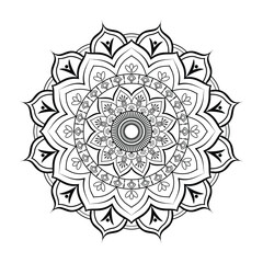 Black and white vector lineal mandala background design