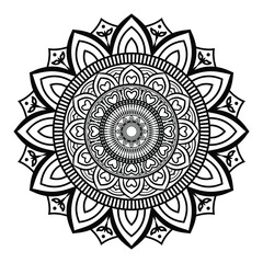 Black and white vector lineal mandala background design