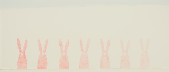 Row of pastel pink bunny silhouettes against a white background