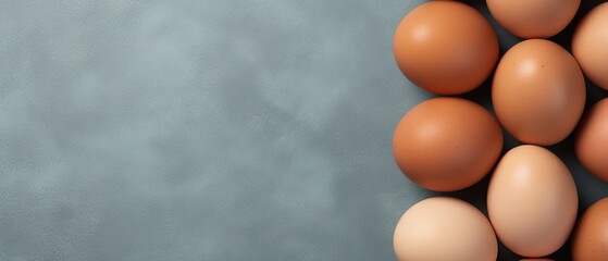Brown Eggs on Blue Textured Background