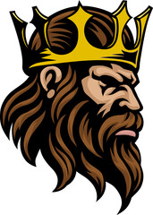 King Crown Warrior Head Mascot Medieval Face Man