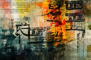 Abstract image of foreign language collage asia