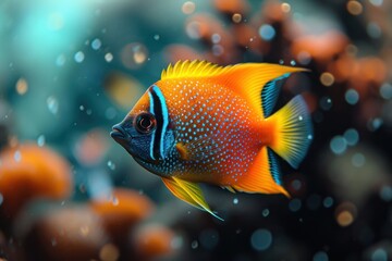 Colorful tropical fish swimming in the ocean, creating a vibrant underwater scene for your device wallpaper download, underwater marine life image