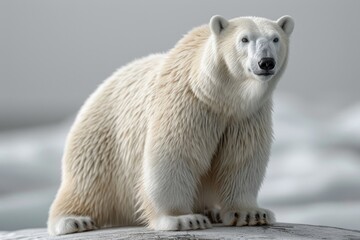 White polar bear against a white background creating a serene and minimalist image, bears and arctic wildlife concept