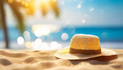 Carte vacances à la mer plage loisir tourisme séjour destination océan soleil sable chapeau...