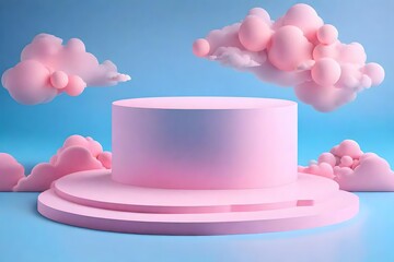 3D rendering of storybook magic cotton candy clouds