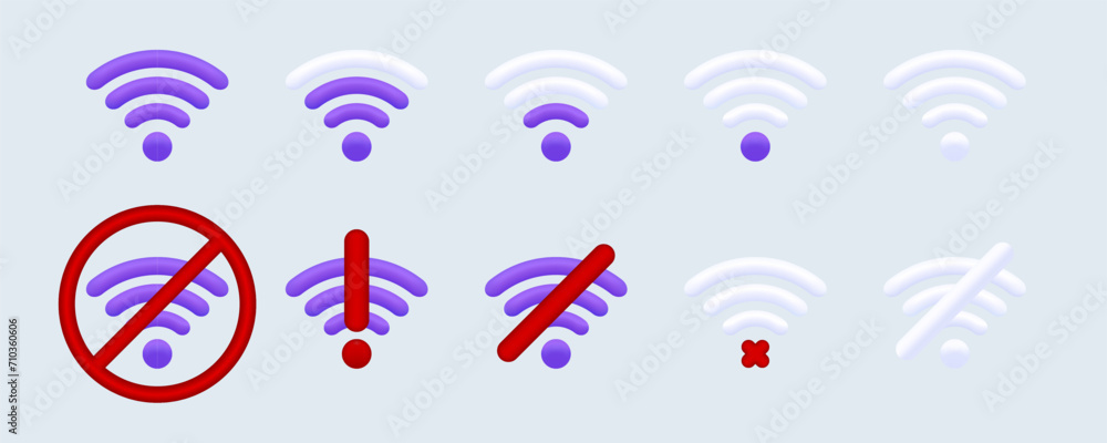 Poster wifi signal strength in wireless 3d icon collection. no wi-fi, without wi-fi mobile phone vector. wi