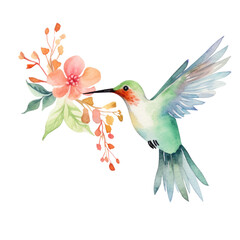 Obraz premium Hummingbird clipart for graphic resources watercolor PNG transparent background