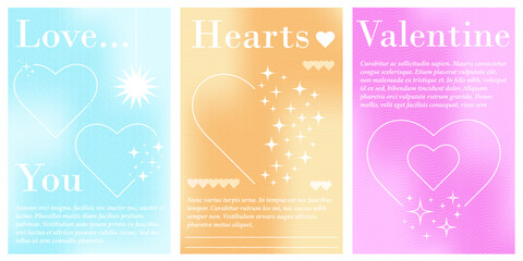 Modern design templates Valentine's day.If,kjy lkz banner, poster, cover set etc. Trendy minimalist aesthetic with gradients and typography, y2k background. Vector illustration