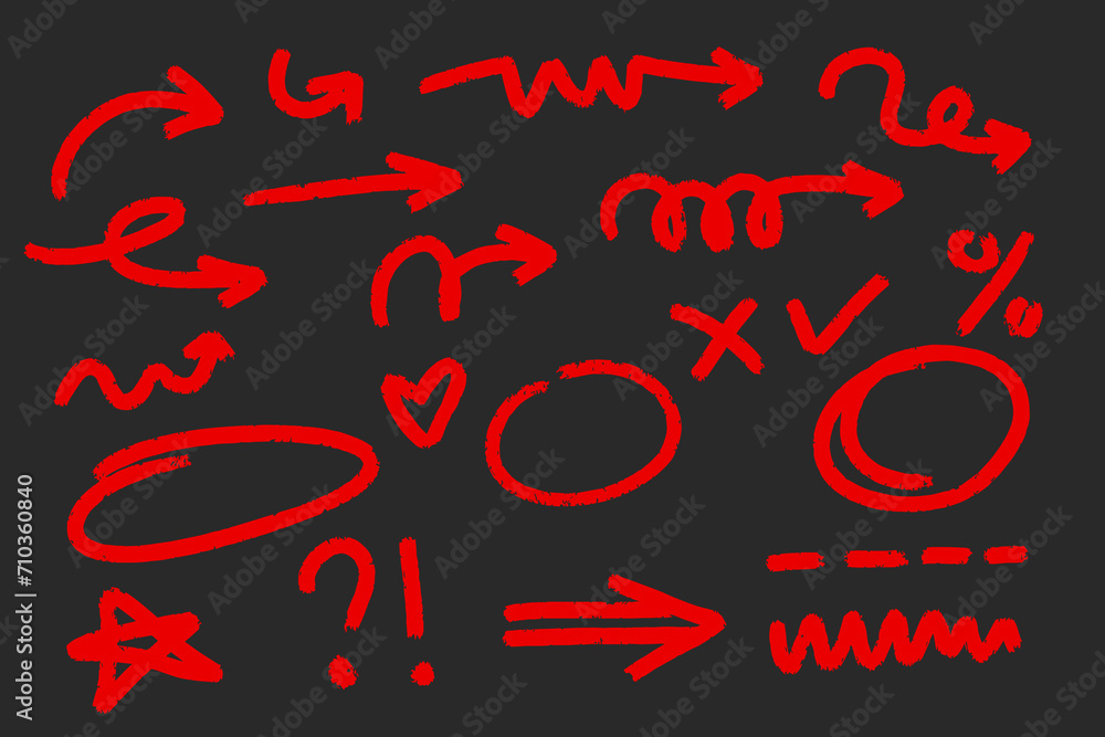 Poster hand drawn circle and arrow line for highlighting text. rounds bubbles set doodle sketch symbols on 