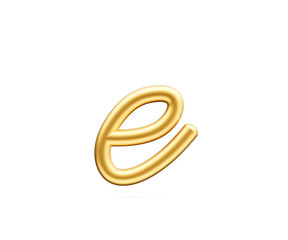 3d Golden Shiny Small Letter e Alphabet e Rounded Inflatable Font White Background 3d Illustration