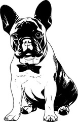 French Bulldog Dog SVG Sitting Down Bowtie Detailed Design