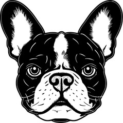 French Bulldog Dog SVG Headshot Intense